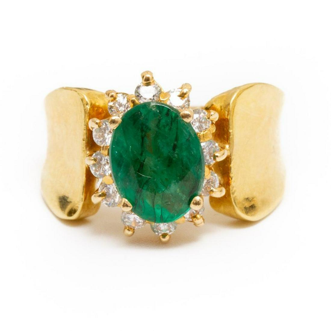 Ring, 14K Gold Emerald and Diamond Ring (1 of 8)