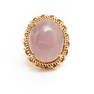 Vintage 18K Gold and Oval Lavender Jade Ring