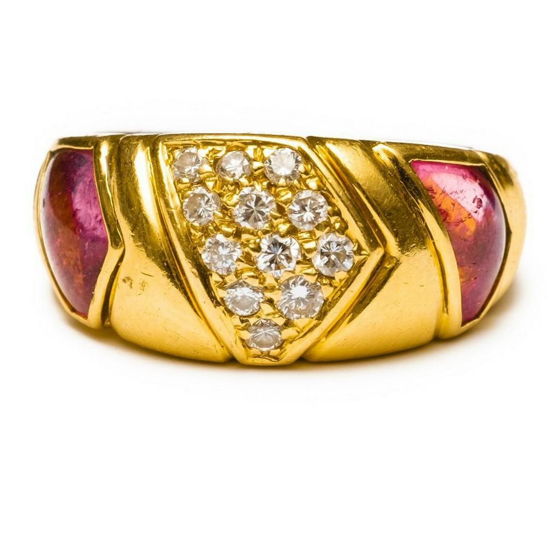 Bvlgari 0.30ctw Diamond, Pink Tourmaline 18K Ring (1 of 8)