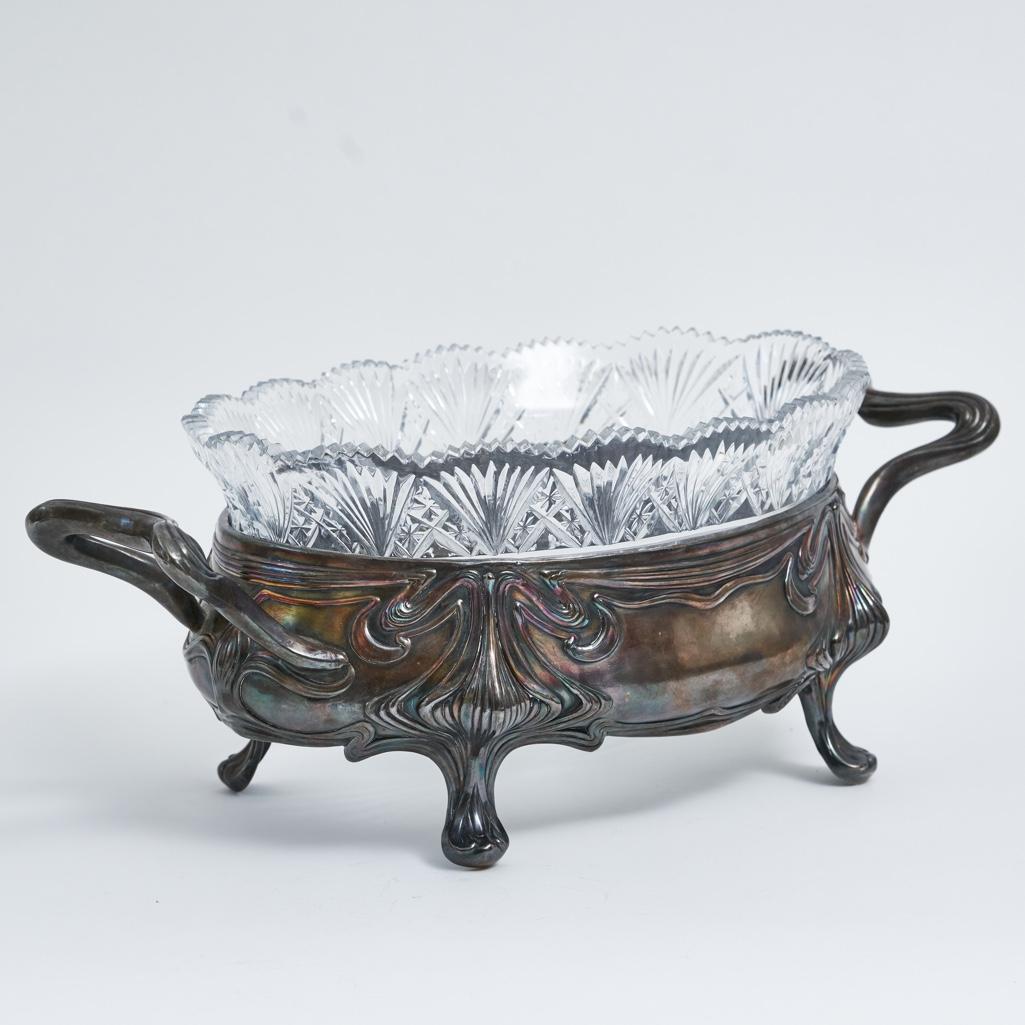German Large Art Nouveau Silver & Cut Crystal Centerpiece, circa 1920 (1 of 12)
