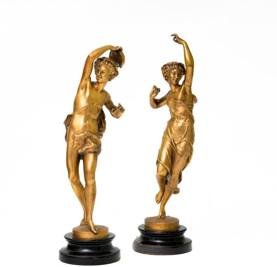 Ernest Rancoulet (French, 1870-1915). Late 19th Century Dore Bronze Statues, Harmony and Dance (1 of 20)
