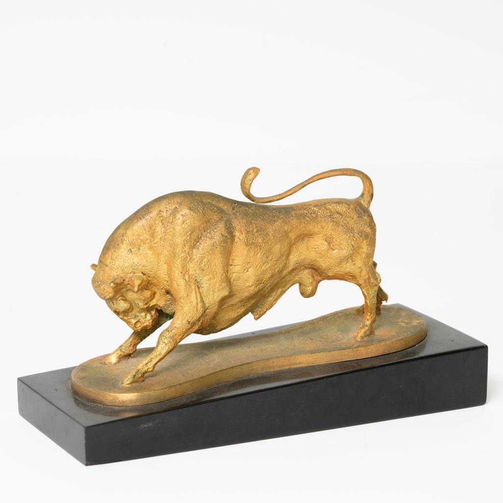 Nicolaus Koni, (Hungarian/American 1911-2000). Bronze Dore Sculpture of a Bull (1 of 8)