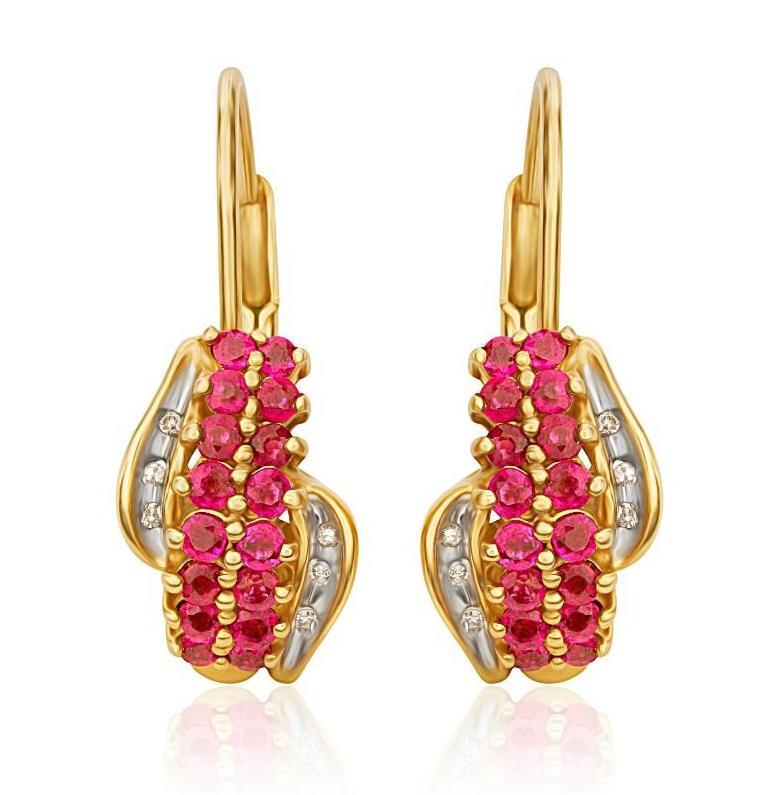 GIA Modern 14k Diamond and Ruby Earrings (1 of 6)