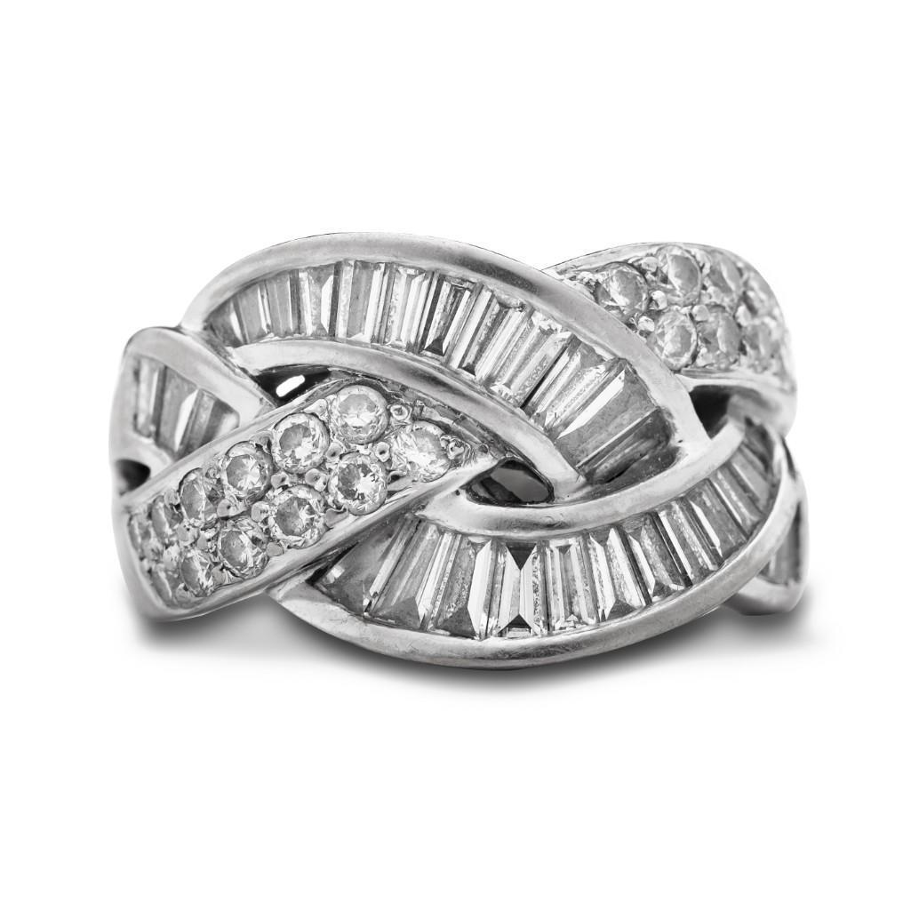 GIA Diamond and 18k White Gold Braided Ring (1 of 6)