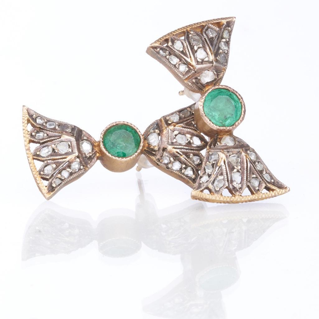 Antique Egyptian Revival Diamond and emerald earrings (1 of 8)