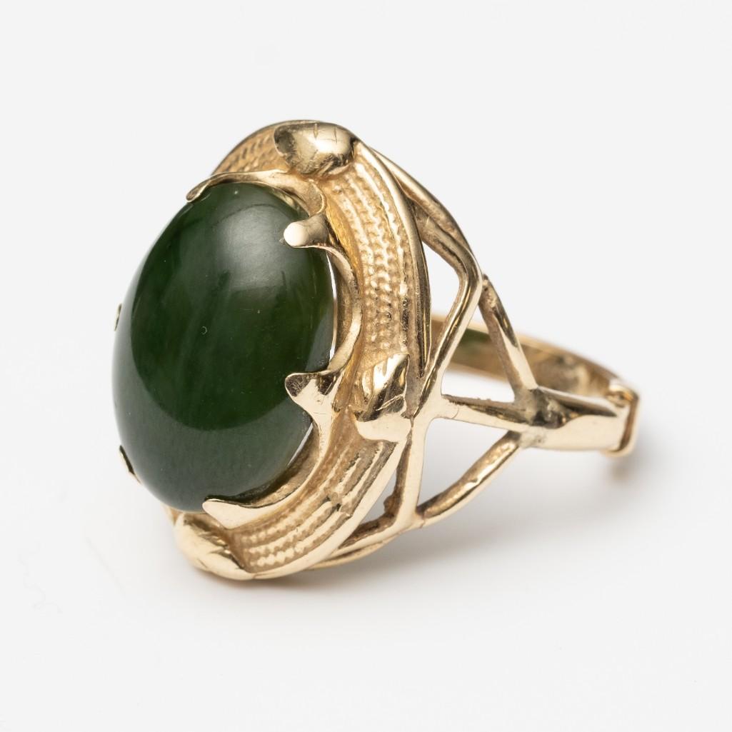 Men's 14K Nephrite Jade Ring (1 of 8)