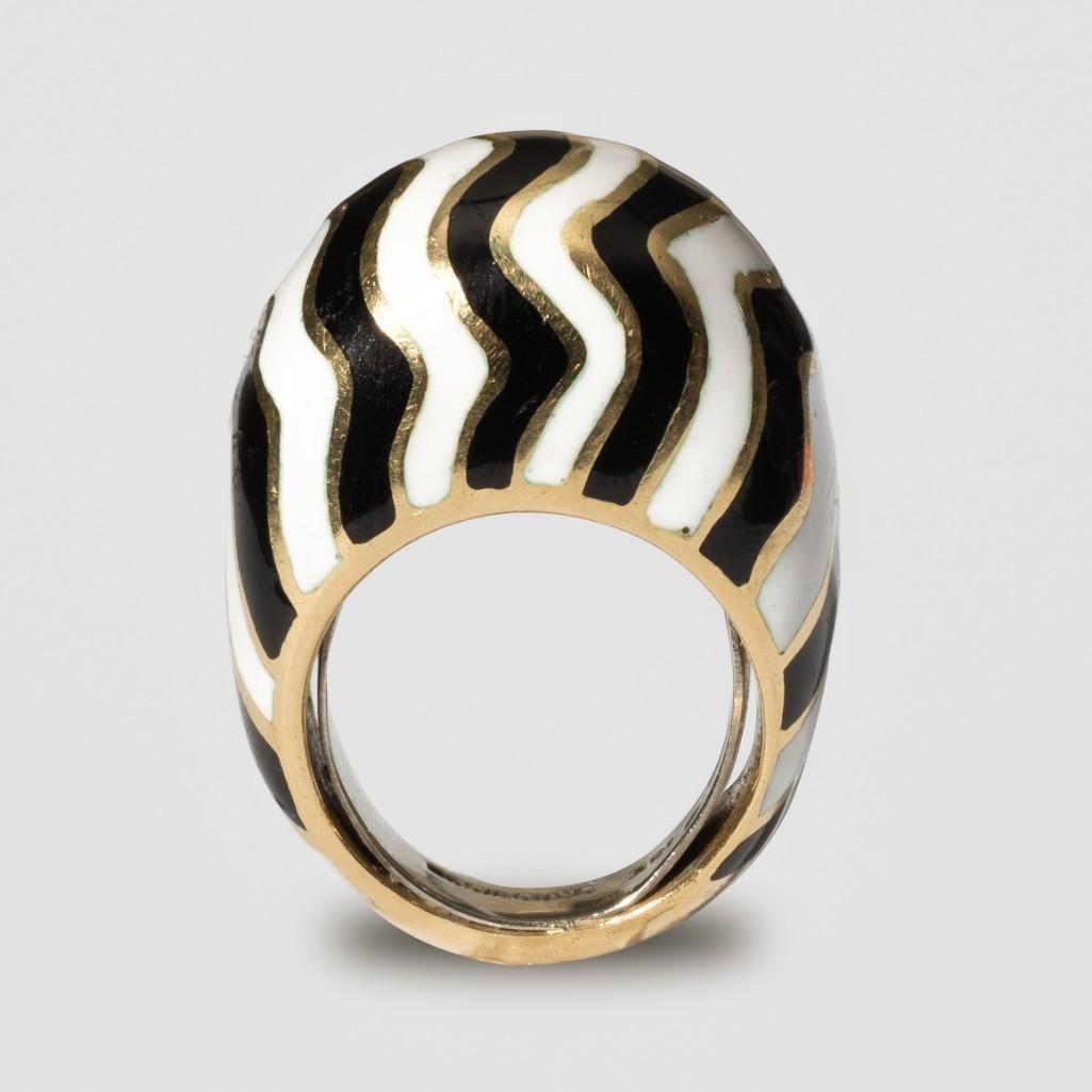 David Webb Signed 18K Gold Enamel Dome Ring (1 of 8)