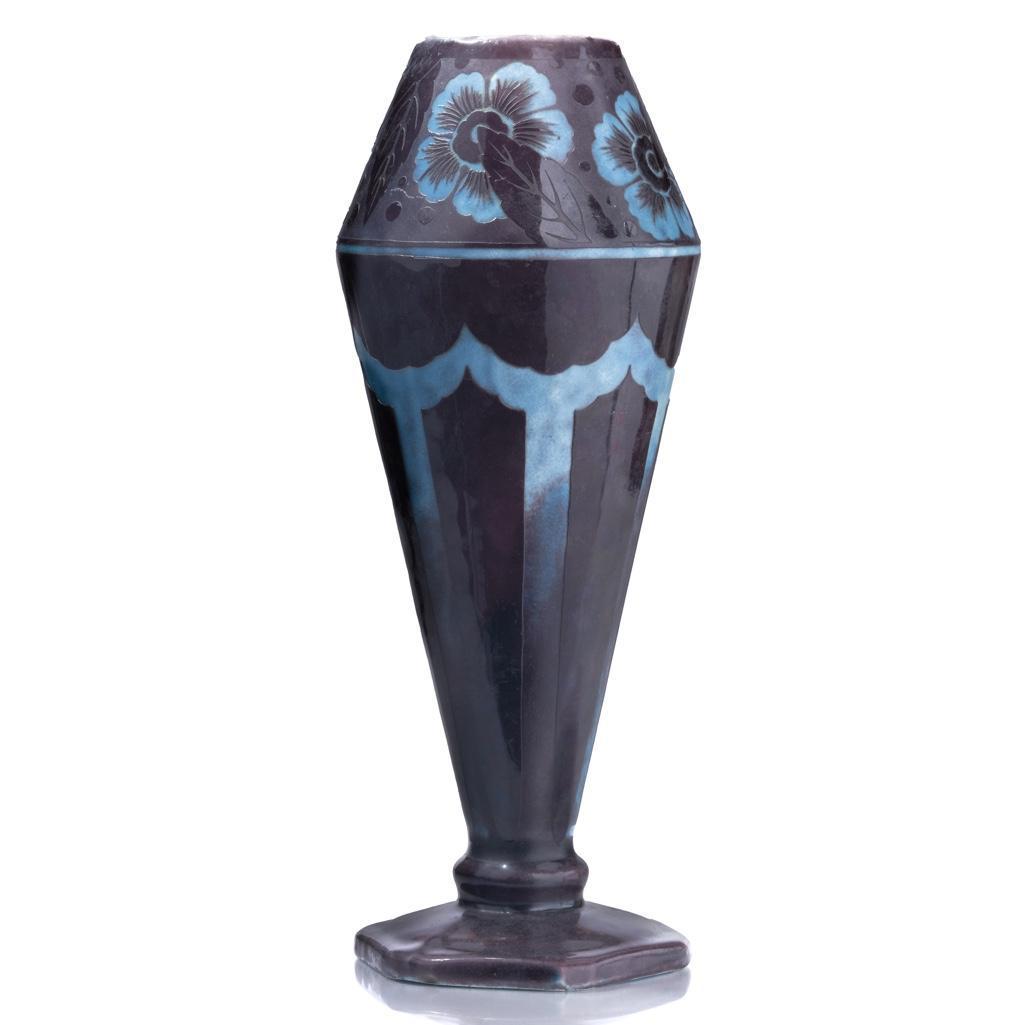 French Art Deco Period Enameled Vase with Floral Motif (1 of 9)
