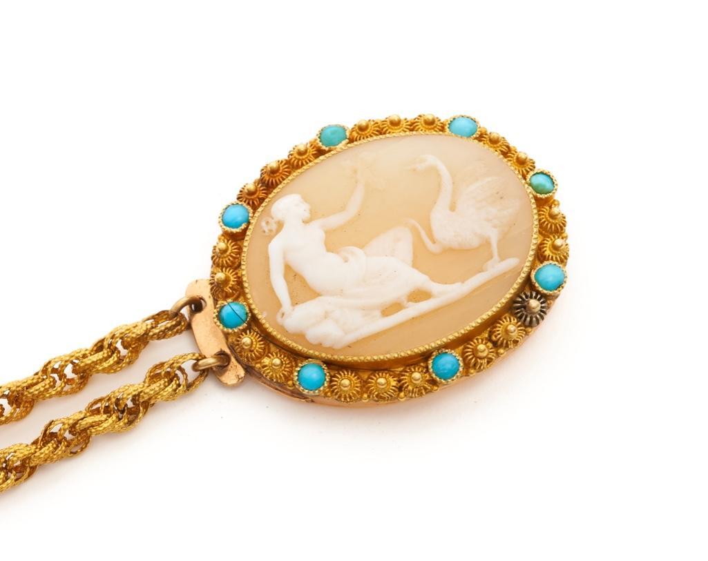 Exceptional circa 1830 18k gold carved cameo bracelet classic mythological scene (1 of 4)