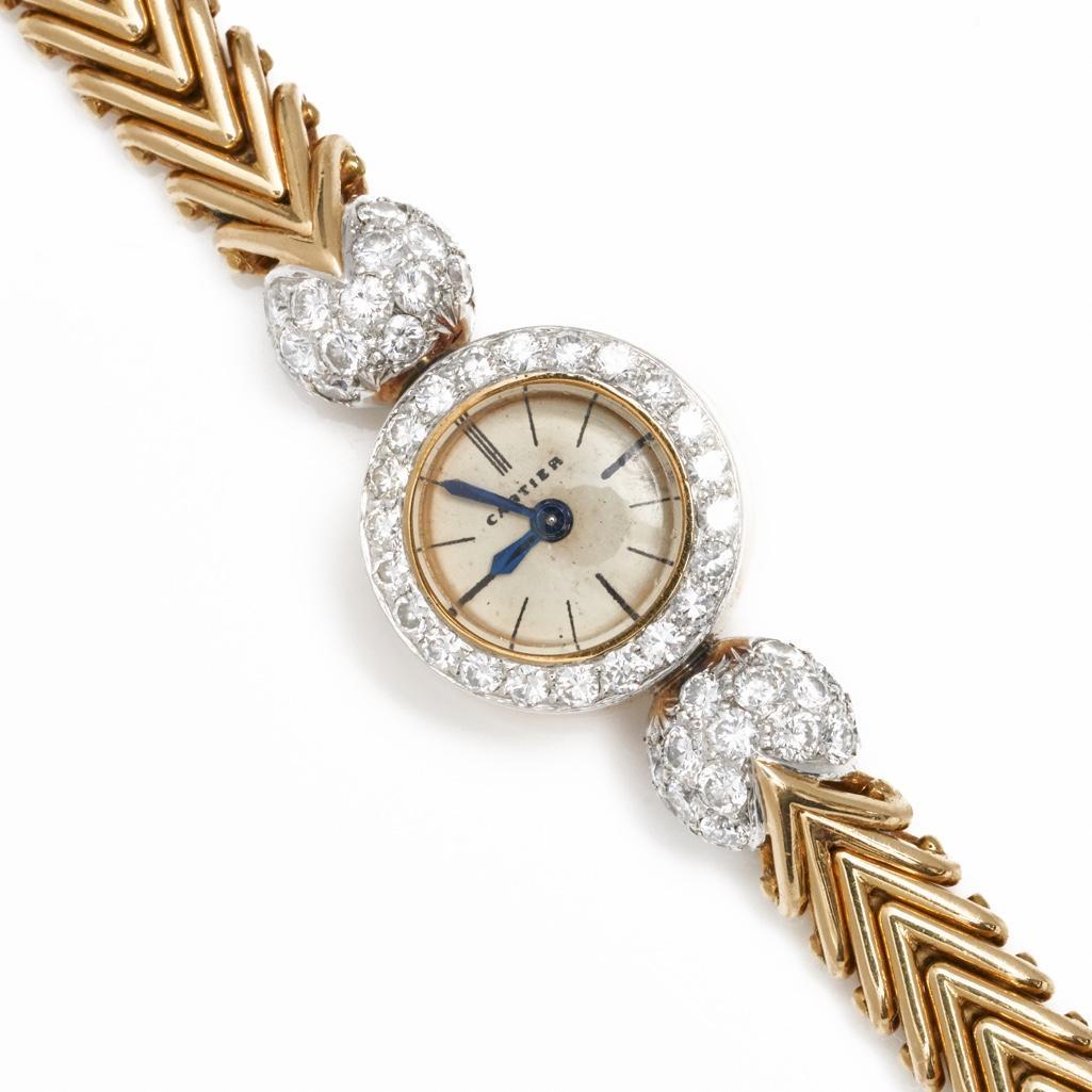 CARTIER SignedÃ‚ 18K GOLD AND DIAMOND WRISTWATCH (1 of 6)
