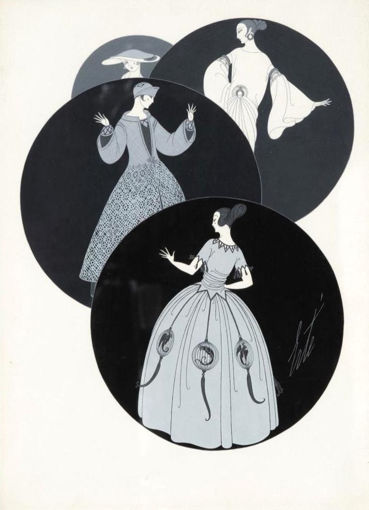 ErtÃ© Signed Gouache & Ink Costume Design on Paper (1 of 9)