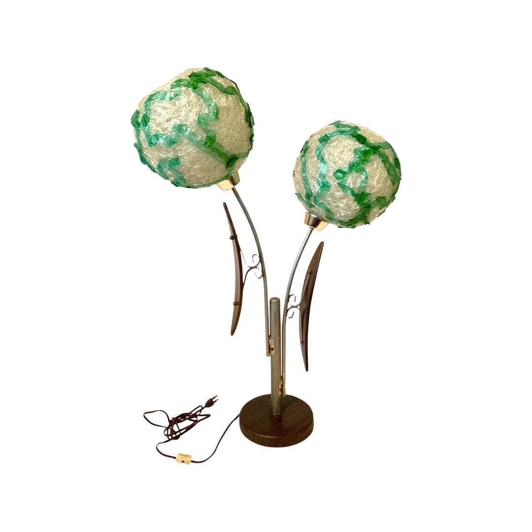 Mid-Century Modern Table Lamp with Spun Fiberglass Shades (1 of 9)