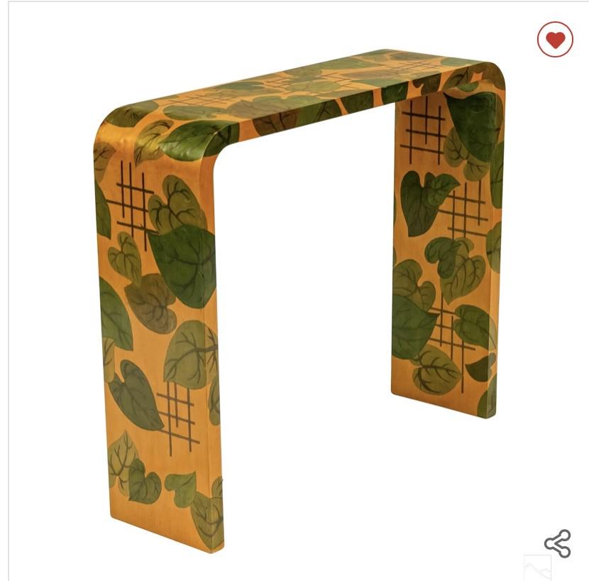Barbara Mastroianni, Contemporary Inlaid Waterfall Console Table with Leaf Motif (1 of 6)