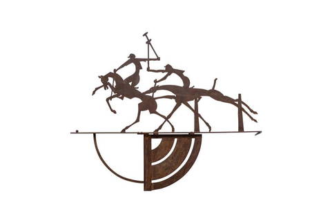 William Hunt Diederich, 'Polo Players'.Wrought Iron & Cut Steel Weathervane: William Hunt Diederich, 'Polo Players'. Wrought Iron & Cut Steel Weathervane William Hunt Diederich (Hungarian/American,1884 - 1953). 'Polo Players'. Iron weather vane. A large wrought iron weather