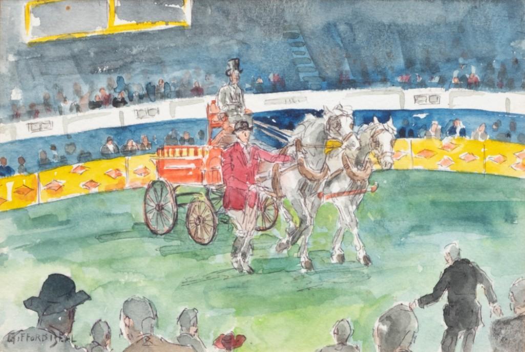 Signed Gifford Beal, 'Circus Scene with Carriage'. Watercolor, Ink & Pencil on Paper (1 of 5)