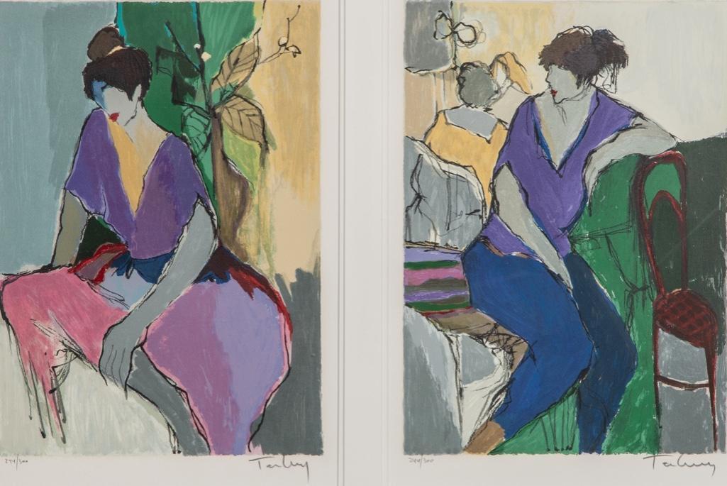 Signed Itzchak Tarkay, Two Serigraphs framed as a Diptych (1 of 7)