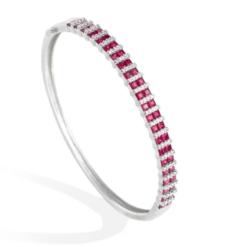 GIA Vintage Effy Signed Bracelet 14K White Gold Diamond & Ruby (1 of 6)