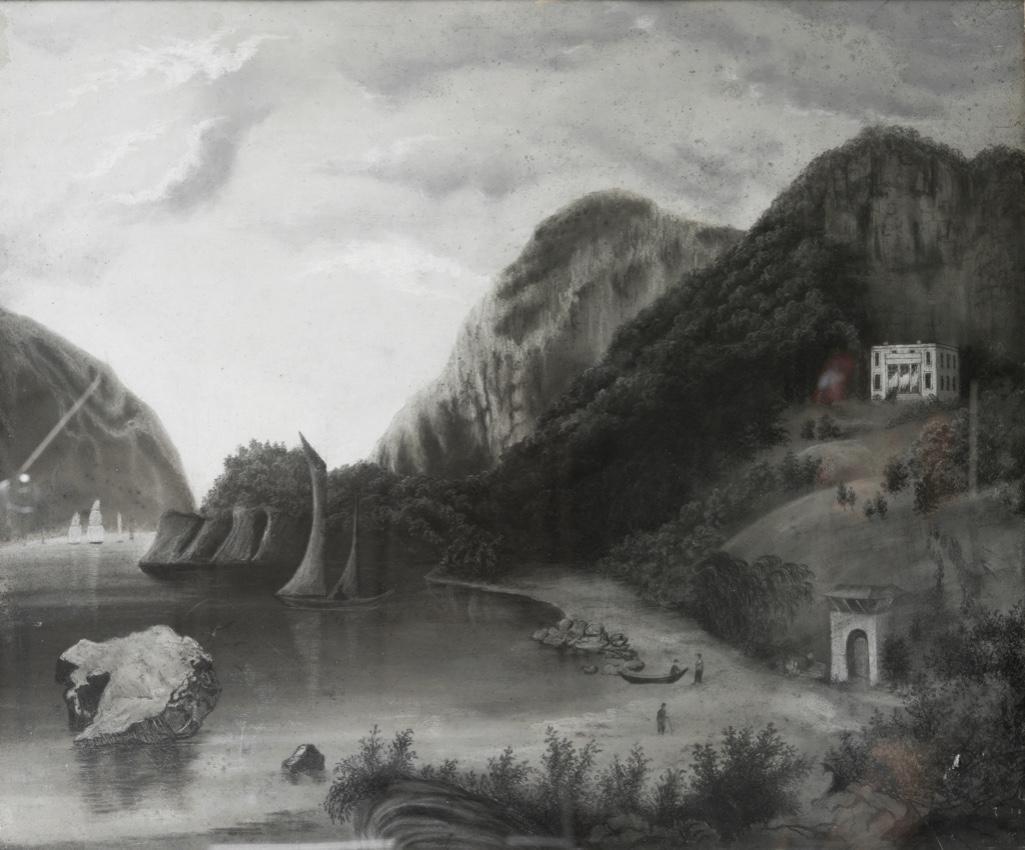 Mid-19th Century Hudson River School, 'River View'. Chalk on Paper (1 of 5)