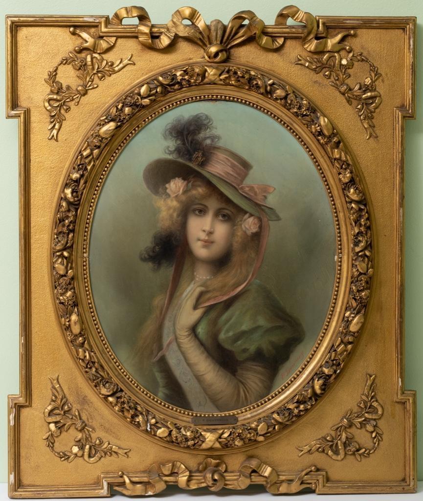 Signed 'Portrait of a Young Woman'. Oil on Wood Panel, circa 1900 (1 of 10)