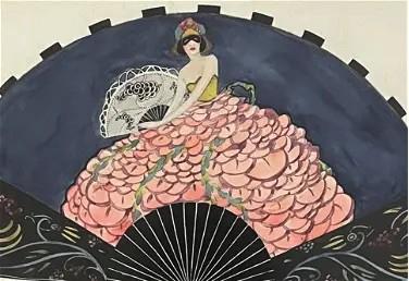 Signed George Barbier, original. art nouveau Watercolor, Ink & Pencil on Paper, circa 1912: Signed George Barbier, 'Design for a Fan'. Watercolor, Ink & Pencil on Paper, circa 1912Signed, George Barbier (French, 1882 - 1932). 'Design for a Fan'. art nouveau art deco Watercolor, ink & pencil
