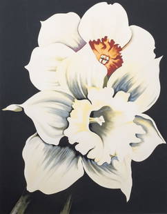 Signed L. Nesbitt Limited Edition Serigraph, 1978: Signed L. Nesbitt Limited Edition Serigraph, 1978 Signed Lowell Blair Nesbitt (American, 1933-1993), limited edition serigraph on paper depicting two large scale daffodils, pencil signed "L.