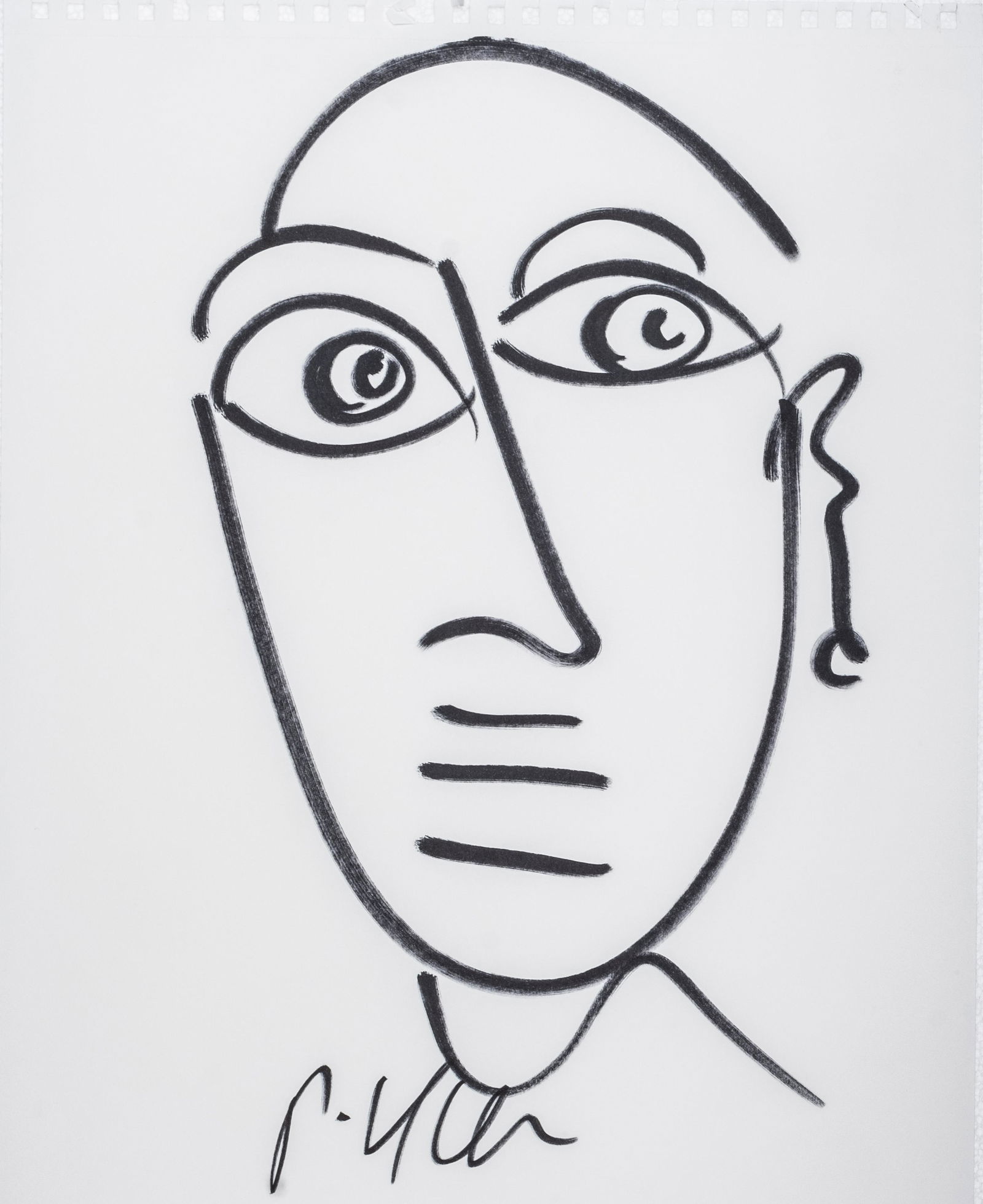 Signed Peter Keil Abstract Ink Portrait (1 of 2)