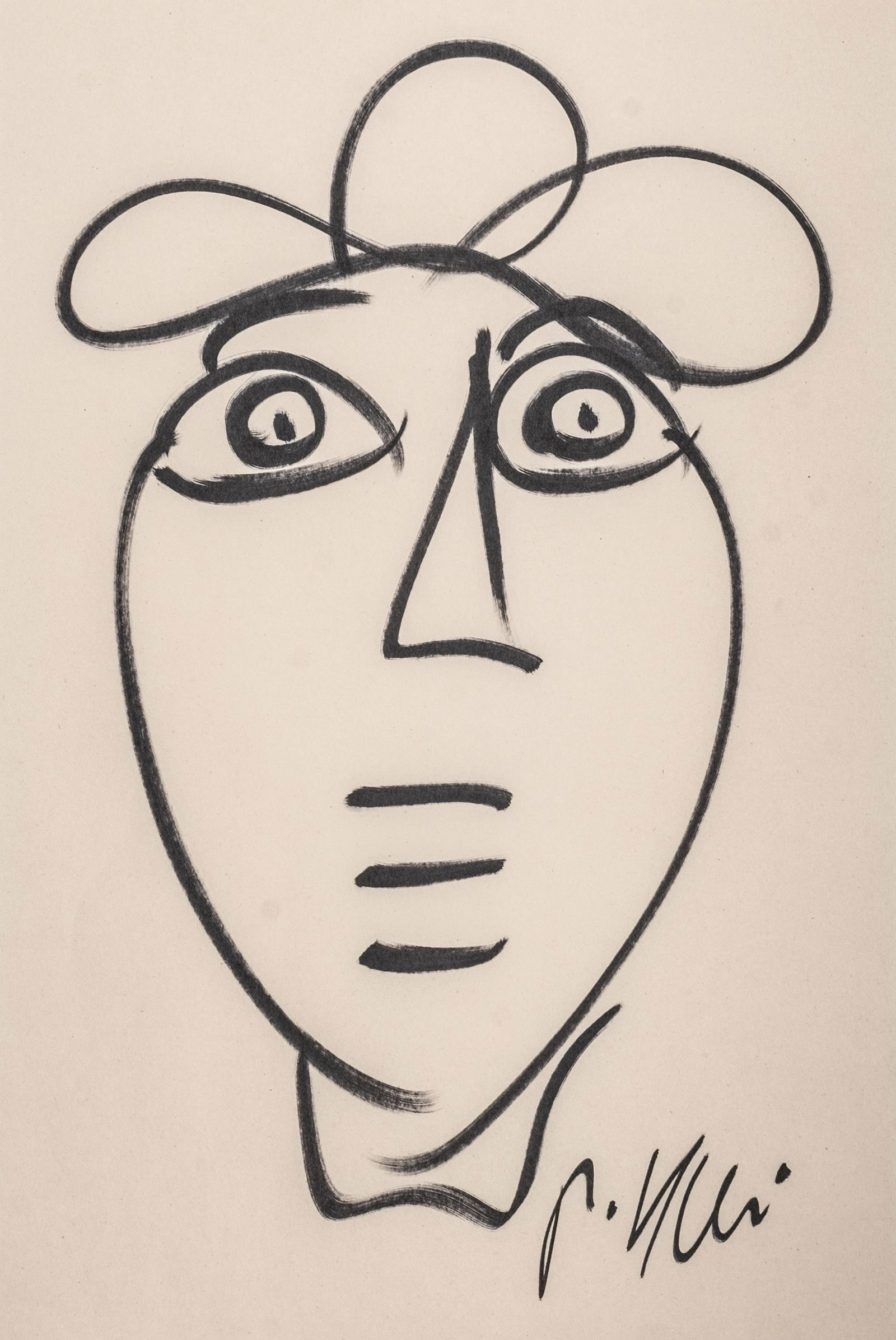 Signed Peter Keil Abstract Ink Portrait (1 of 2)