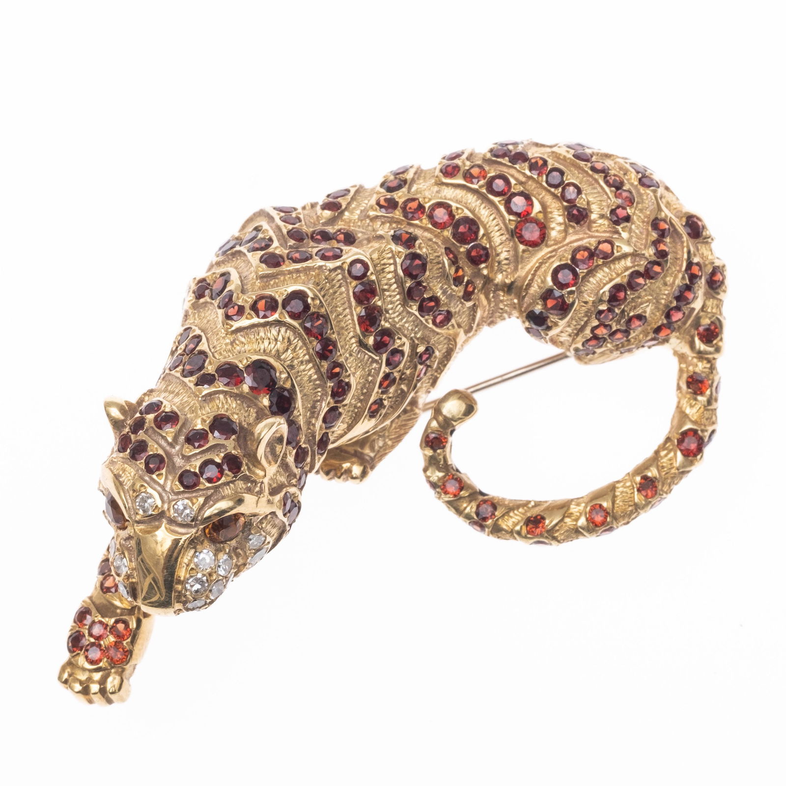 Vintage 18K gold Cartier style and Ruby Tiger Brooch (1 of 7)