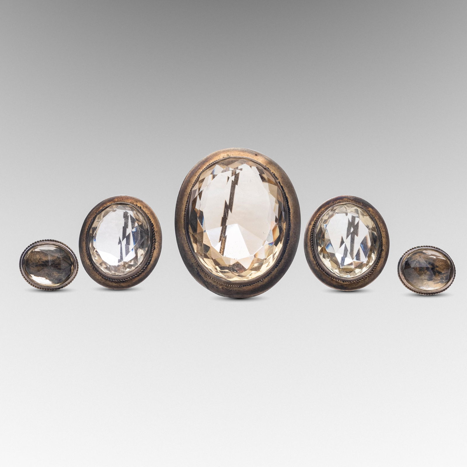 Victorian Gold and topaz or smoky quartz Brooch and earring set (1 of 10)