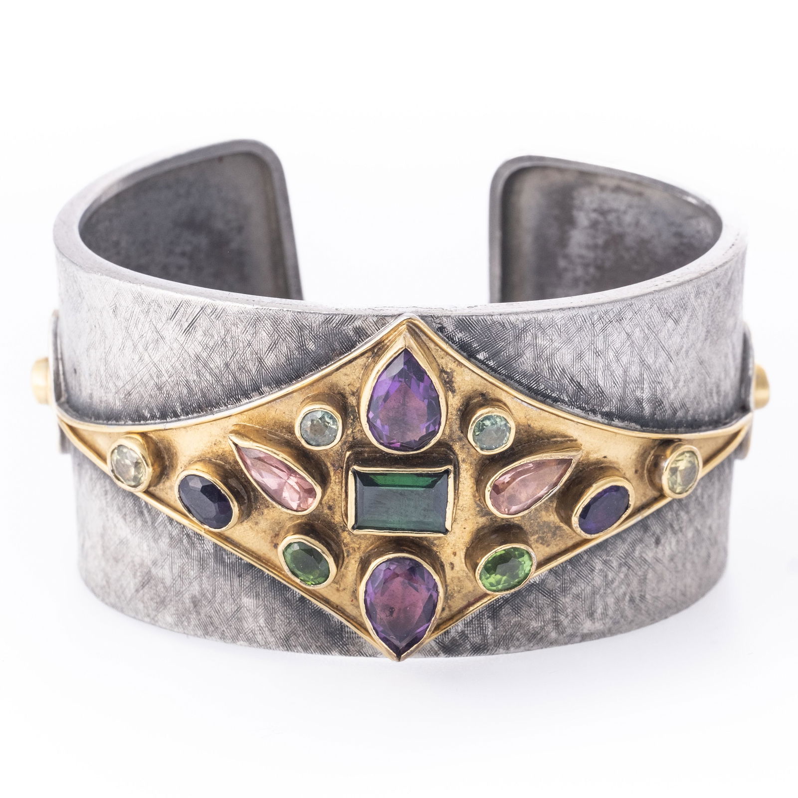 Mid Century Signed Silver gem set bracelet (1 of 5)