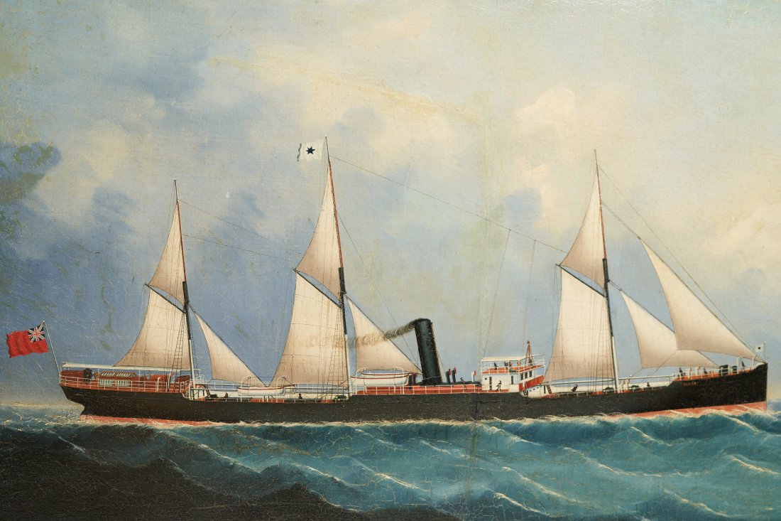 19th Century British School, 'East India Company Ship, Bombay'. Oil on Canvas (1 of 5)