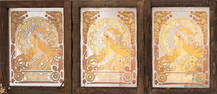 Set of Three Alphonse Mucha Style Hand Painted Mirrors