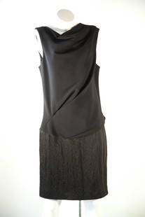 Helmut Lang Black Dress: Helmut Lang Dress Introducing the Helmut Lang dress. Crafted from luxuriously soft black satin, this sleeveless dress features a subtle drape design for a sophisticated and elegant look. Enjoy the