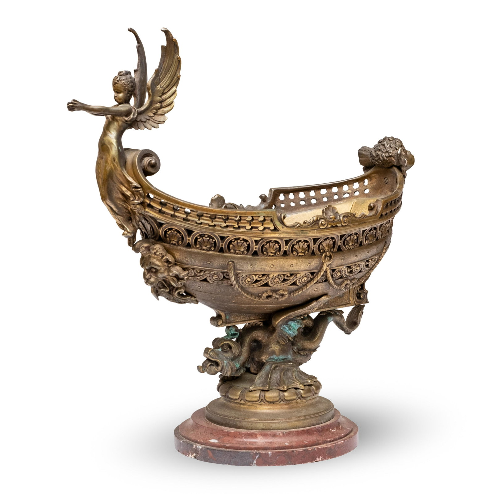 Antique Bronze ship shaped table centerpiece sculpture.This is a very finely crafted large (1 of 20)