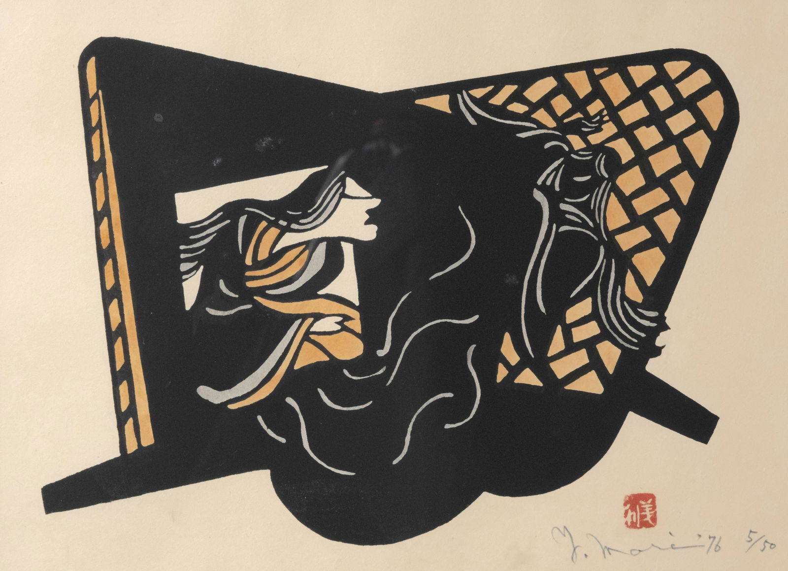 Pencil Signed YOSHITOSHI MORI limited edition stencil Print, embellished with gouache painting (1 of 8)