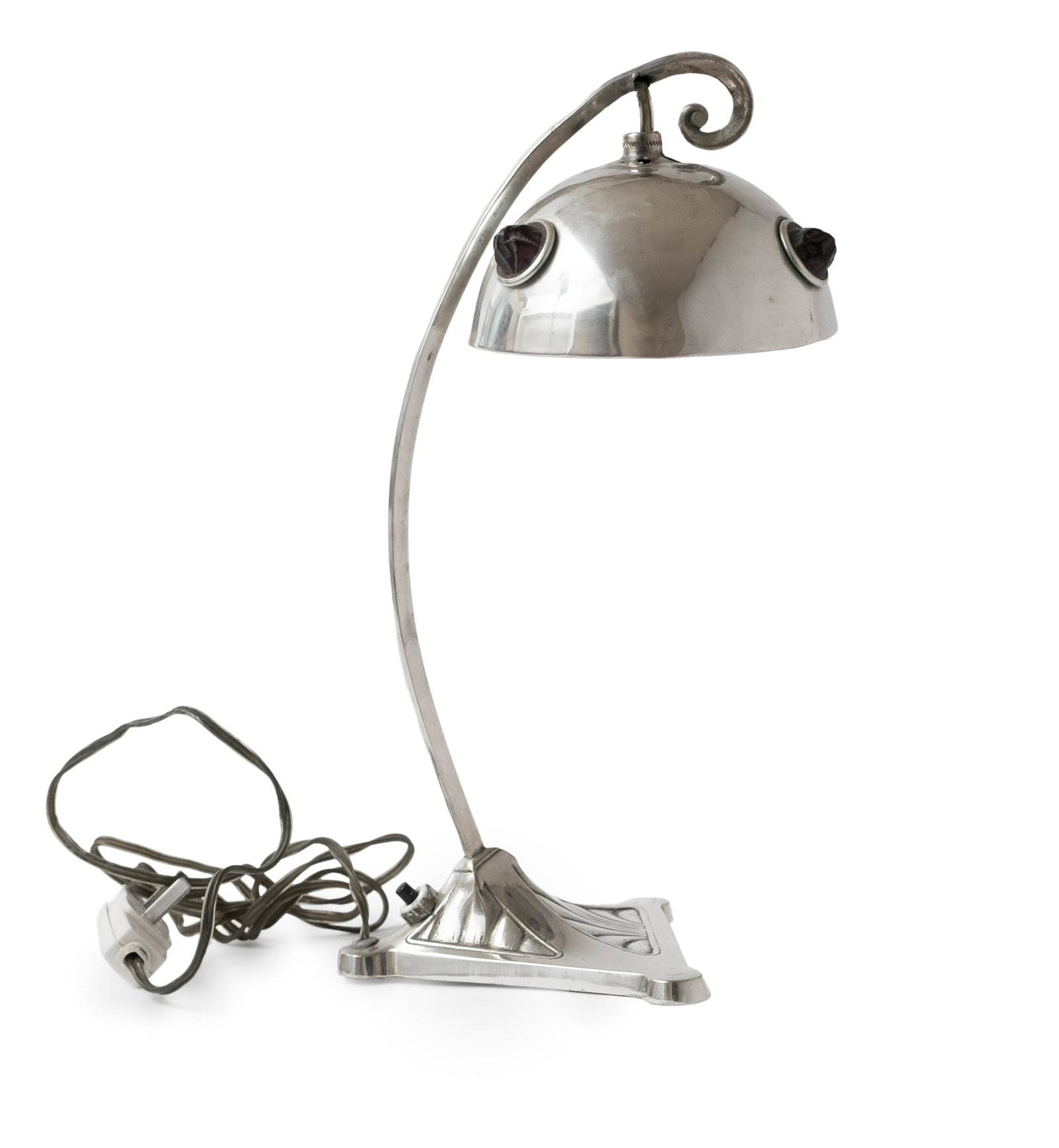 Art Nouveau period desk / table bejeweled lamp. 12"H x 7.5"L: Art Nouveau period desk / table bejeweled lamp.Art Nouveau period desk / table bejeweled lamp. No apparent signature or markings.12"H x 7.5"L