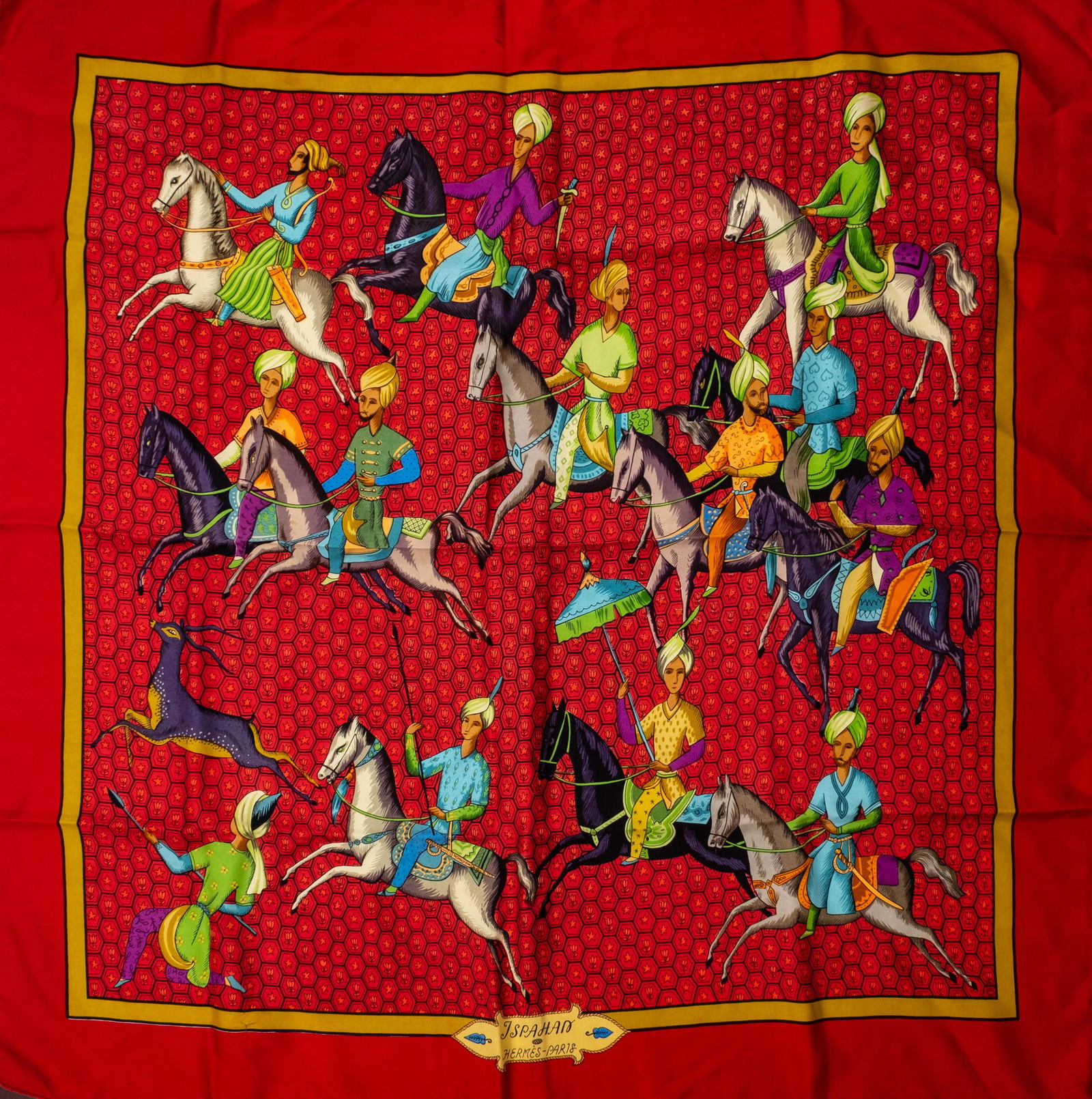 Vintage Hermes Designer Silk Scarf made in france 35" x 34" (1 of 2)