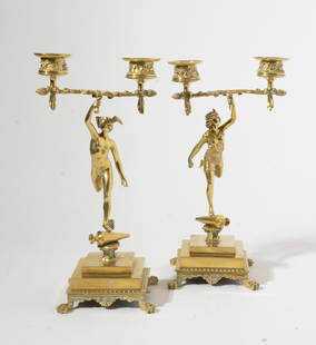 Antique French Bronze Mercury and Venus Candlesticks: Candelabra 19th Century French Bronze Mercury and Venus Candlesticks After GiambolognaCandelabra 19th Century French Bronze Mercury and Venus Candlesticks After Giambologna Based upon the classic mode