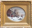 Antique Oil on Canvas Painting of winter scene. no signature found Frame: 15.5"W x 13.5"H Art: 10"W