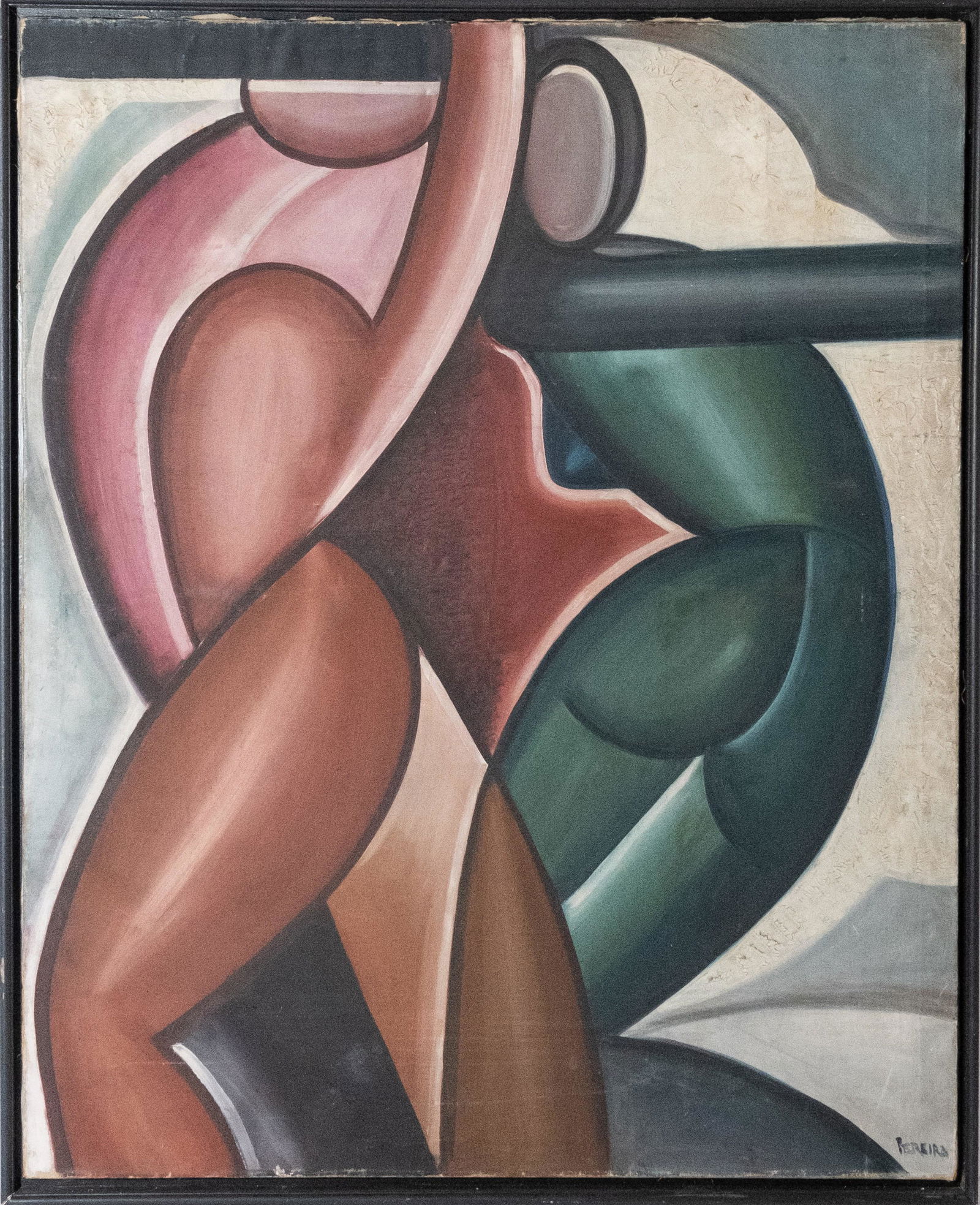 Large Modernist Signed Pereira Oil On Canvas Painting (1 of 16)