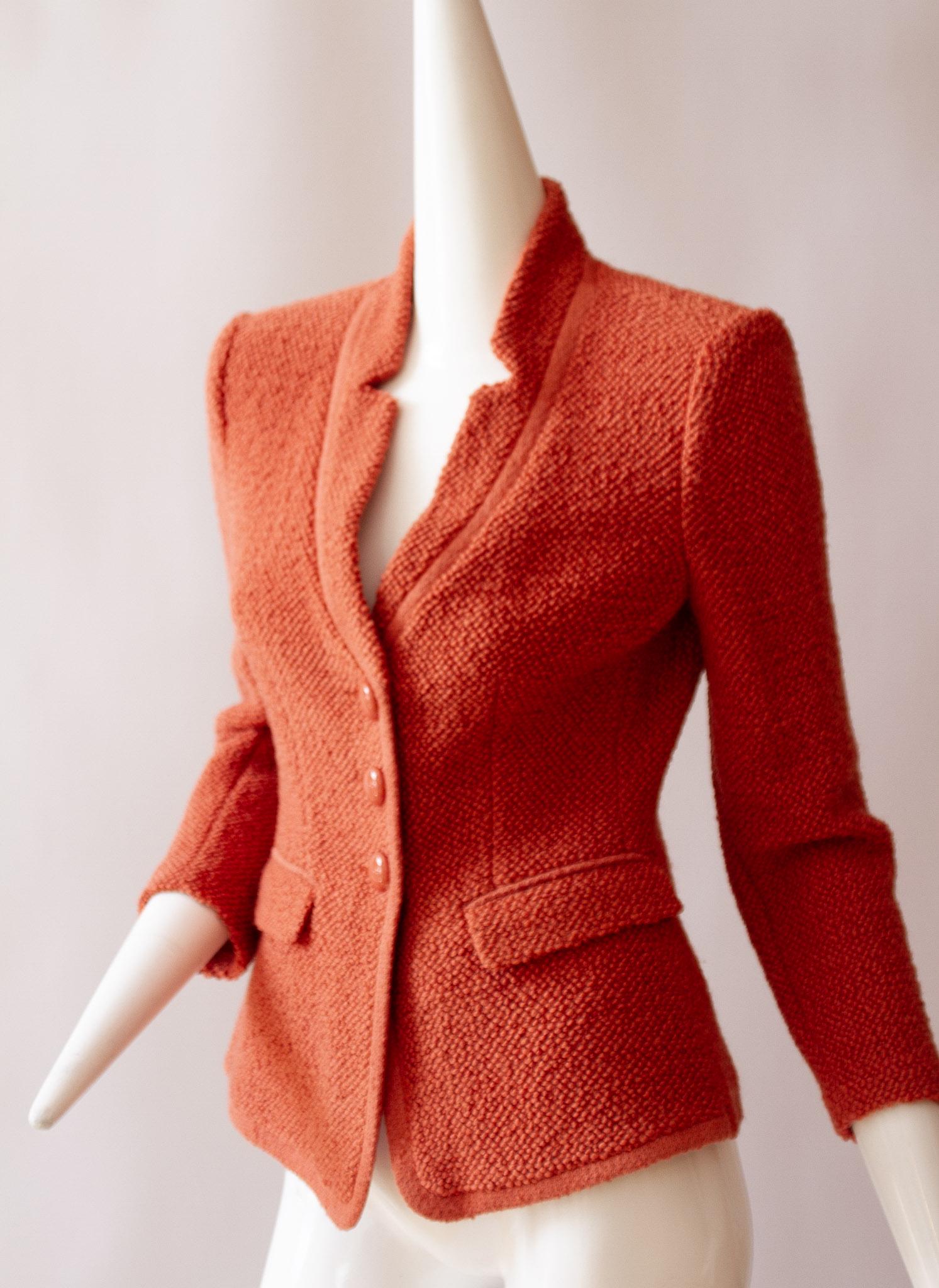 Armani Collezioni Blazer Jacket Womens Designer Fashion Coral Wool Three-Button Blazer us size 6 (1 of 11)
