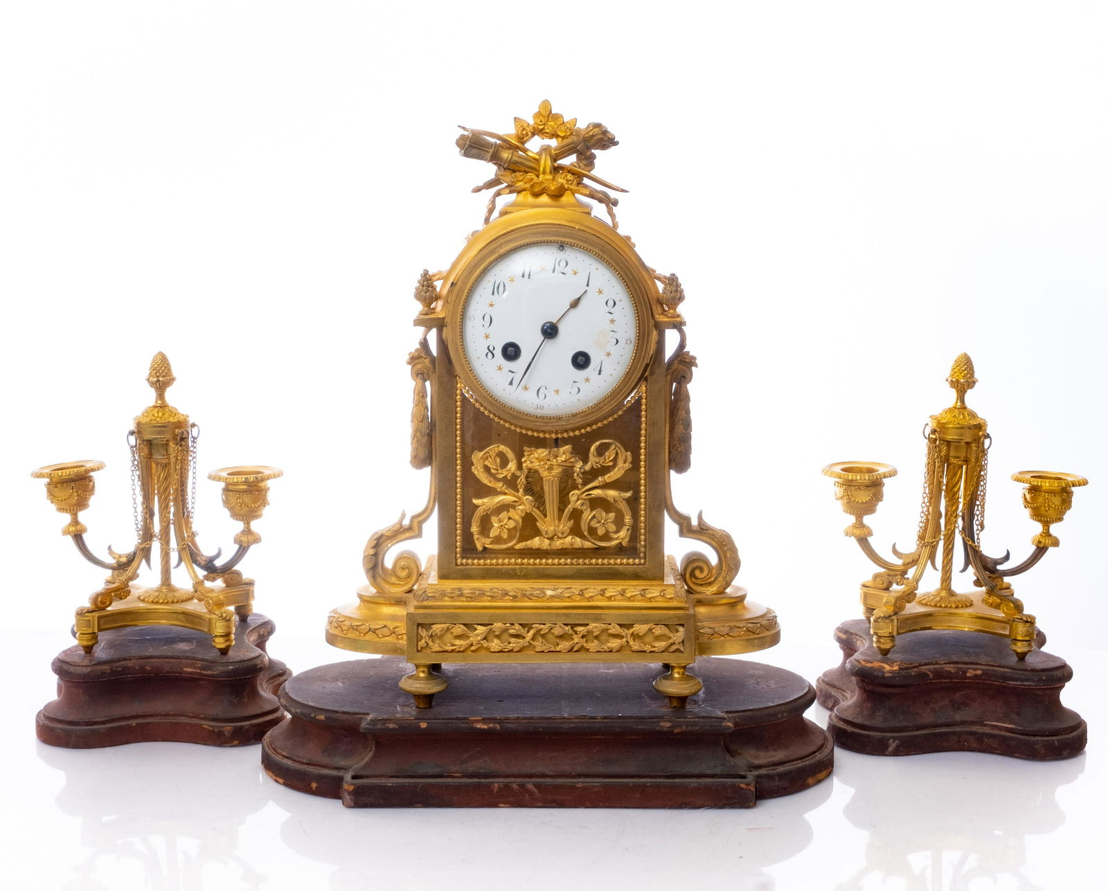 French Clock Garniture set. Dore Gilt Bronze Garniture Clock Set 19th Century (1 of 12)