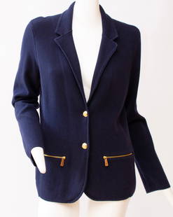 Ralph Lauren womens designer navy blue 100% cotton jacket cardigan : Petite Large: Ralph Lauren Womens designer navy blue 100% cotton jacket cardigan : Petite Large Ralph Lauren's Petite Knit Cardigan Blazer is designed with a sleek, tailored fit. It has a tailored collar and