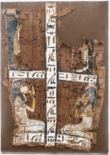 Ancient Egyptian Fragment of a mummy shroud with hieroglyphs. Egyptian probably dating from around: Ancient Egyptian Fragment of a mummy shroud with hieroglyphs. Egyptian probably dating from around the 5th century BC, which is approx 2500 years agoHieroglyphic Fragment of a mummy shroud, Egyptian,