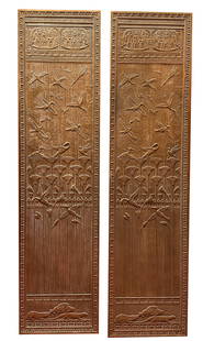 Egyptian Revival Pair of Art Deco Architectural Bronze Panels: Egyptian Revival, 77" Art Deco Architecture Period Bronze Panels with Egyptian Motif/Floor ScreenExceptional pair of large architectural bronze panels, Bas relief design depicts a frieze of egypt