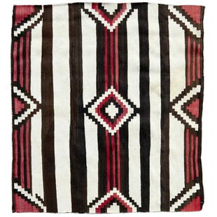 Antique Navajo Third Phase Chief's Blanket: Antique Navajo Third Phase Chief's Blanket exceptional example of Native American Art circa 1910Antique Navajo chief's blanket, c. 1910, American Southwest, Third Phase design. Natural Dyes, black, wh