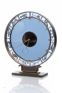 Art Deco-style Astromonical Zodiac Mantel Clock: Art Deco-style Astromonical Zodiac Mantel Clock works probably by Turler, probably for Jaeger &LeCoultre This model clock was often sold under Jaeger and LeCoultre label and sometimes double signed.Ar