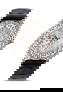Palladium MAUBOUSSIN watch 8" Band: Palladium MAUBOUSSIN watchPalladium MAUBOUSSIN wristwatch, 34 mm with a diamond bezel and leather strap. Case numbers: R11863, #110 Pa.8" Band