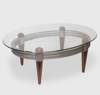 Art Deco design Wood and metal Glass Table: Art Deco design Wood and metal Glass TableGood Art Deco design Wood and metal Glass Topped Table47.75&quot; W x 35.75&quot;D x 17.75&quot;H