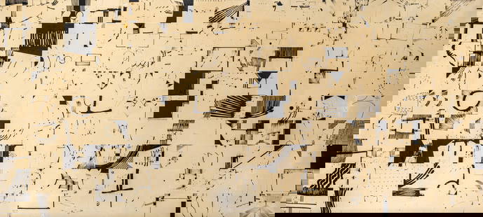 Mystery Artist Abstract Painting on Vinyl Tiles: Mystery Artist Large Modern Abstract Painting on vinyl tiles of different sizes Artwork..great work signed but not readable from the collection of noted collector and respected gallery owner, Kenneth